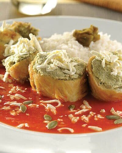 Pollo relleno de pepitas