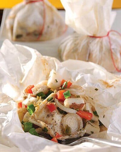 Pescado al vapor con coco