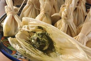 Tamalitos de queso con pesto de pistache