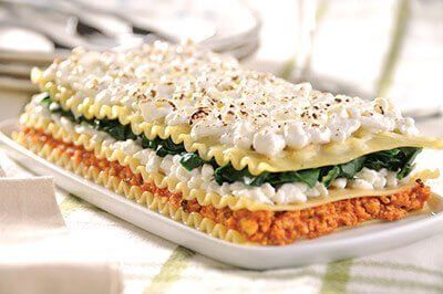 Lasagna con queso cottage