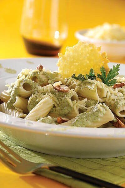 Pasta con salsa de cilantro