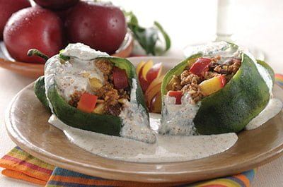 Chiles rellenos de ciruela y durazno