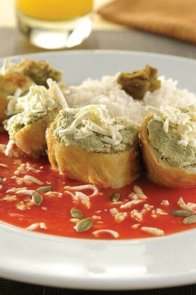 Pollo relleno de pepitas