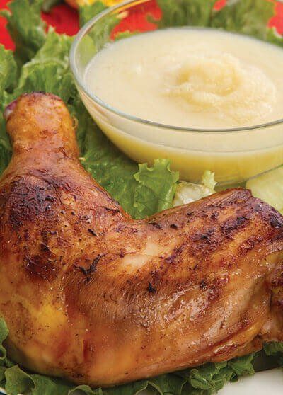 Pollo frito con salsa de manzana