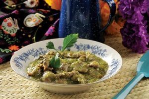 Mollejitas de pollo en salsa de crema verde