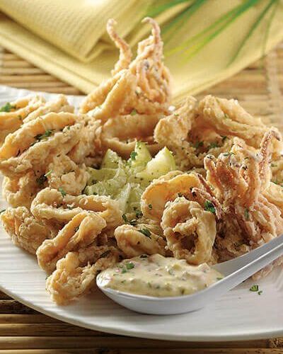 Aros de calamar con salsa tártara