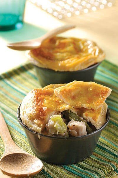 Pot pies de pavo con espárragos
