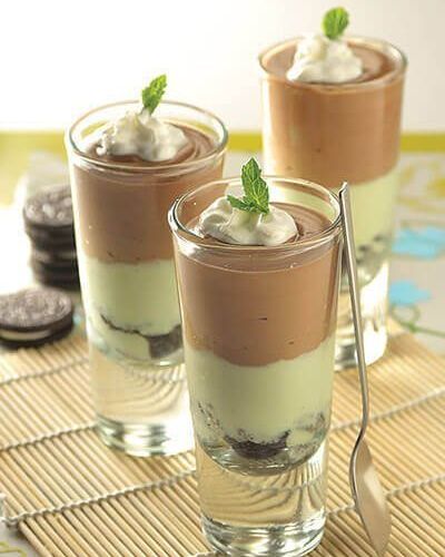Copas de chocolate con menta