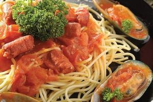 Espagueti con mejillones