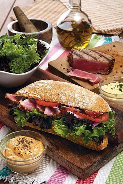 Chapata con atún a la parrilla