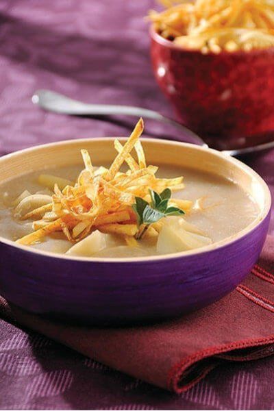 Sopa de papa con poro