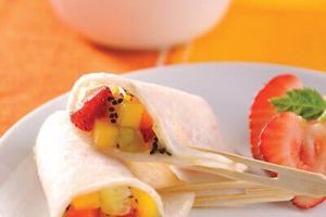 Tacos de jícama rellenos de ceviche de frutas