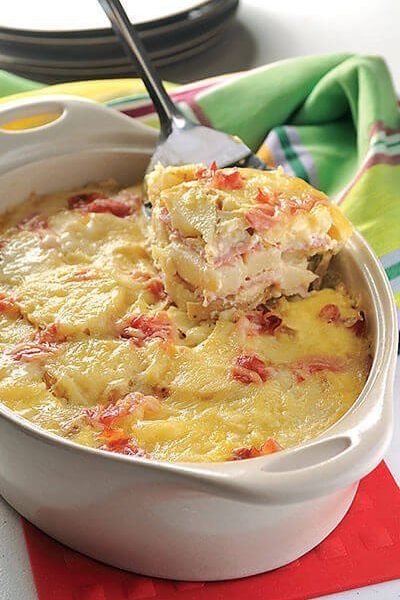 Gratín de papa y jamón