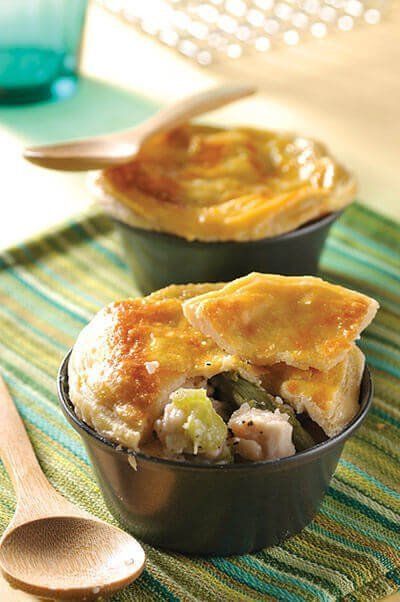 Pot pies de pavo con espárragos