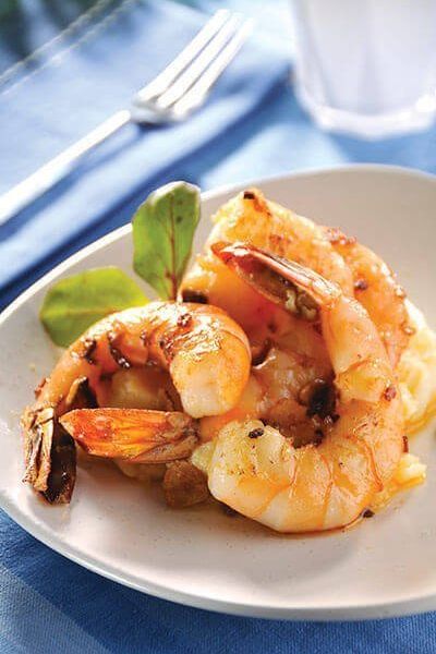 Camarones al ajillo y cítricos