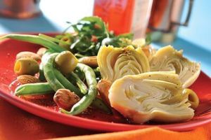 Ensalada tibia de corazones de alcachofa