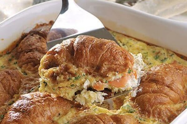 Souflé de croissants con salmón