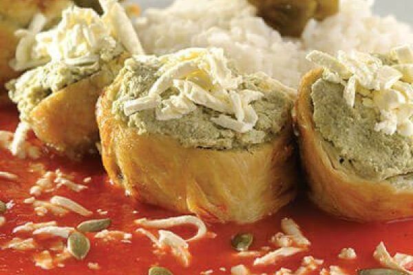 Pollo relleno de pepitas