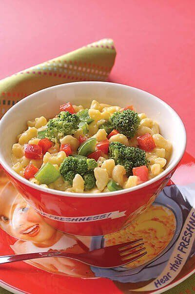 Macarrones con queso y brócoli