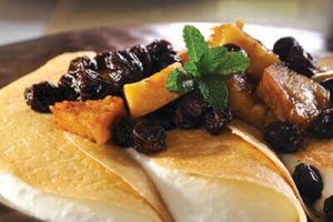 Crepas de piña con ron y pasas