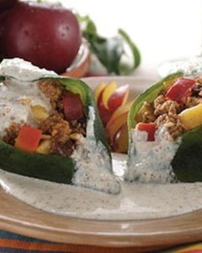 Chiles rellenos de ciruela y durazno