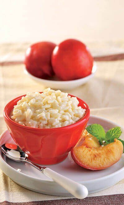 Cremoso de arroz con nectarinas