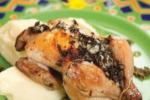 Pollito de leche a la jardinera