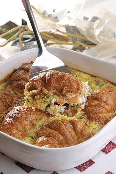 Souflé de croissants con salmón