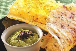 Chicharrón de queso Parmesano con salsa de aguacate