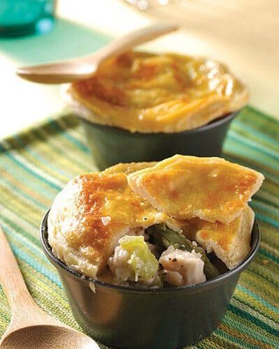 Pot pies de pavo con espárragos