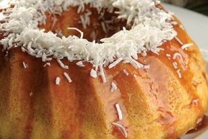 Flan de coco con cajeta