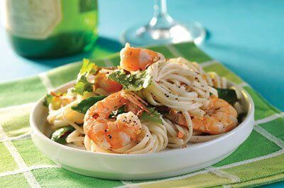 Pasta con camarones