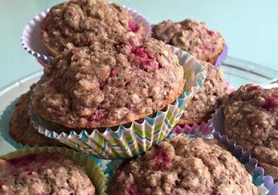 Muffins de avena con frambuesas