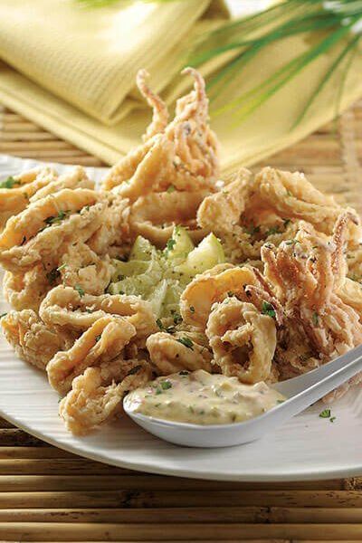 Aros de calamar con salsa tártara