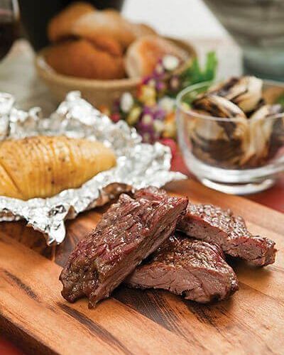 Vacío y papas asadas