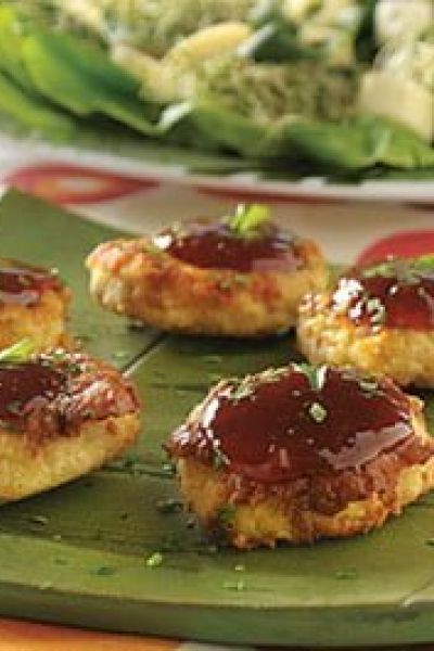 Tortitas de pollo con salsa BBQ