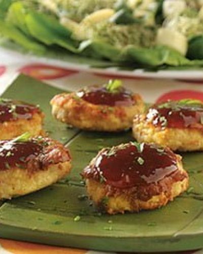 Tortitas de pollo con salsa BBQ