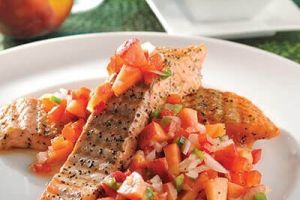 Salmón con salsa de durazno