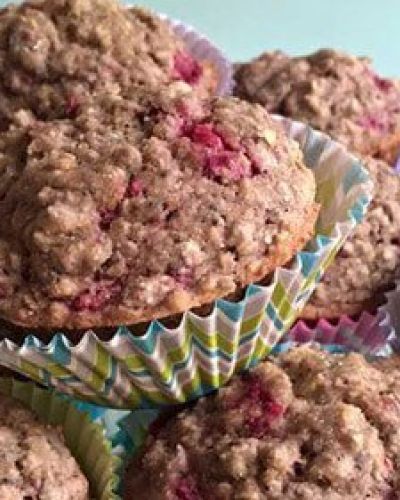 Muffins de avena con frambuesas