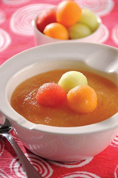 Sopa fría de melón chino y melón valenciano