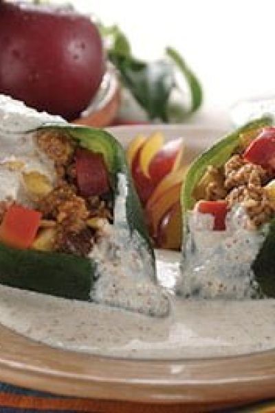 Chiles rellenos de ciruela y durazno