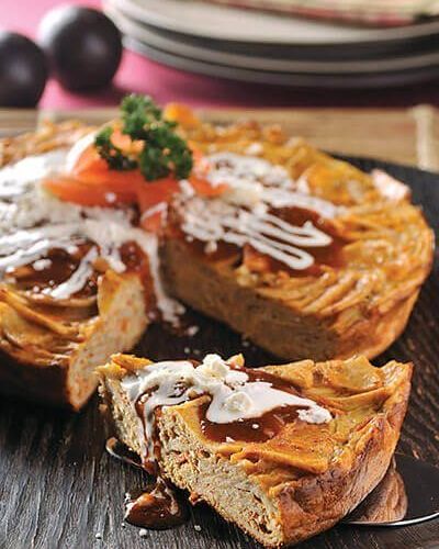 Pay de tortilla y pollo