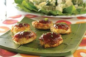 Tortitas de pollo con salsa BBQ