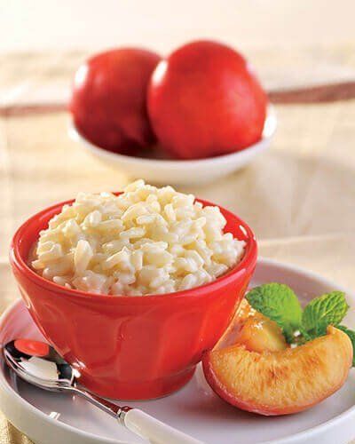 Cremoso de arroz con nectarinas
