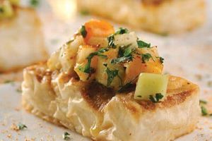 Barritas de tofu con pepino y mango