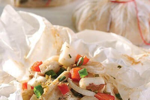 Pescado al vapor con coco