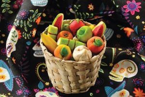 Ofrenda frutal de mazapán de almendras