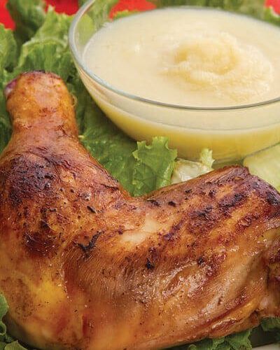 Pollo frito con salsa de manzana