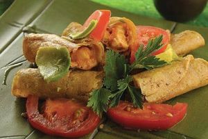 Taquitos de camarón enchipotlados