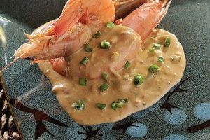 Camarones gigantes en salsa de coco y curry